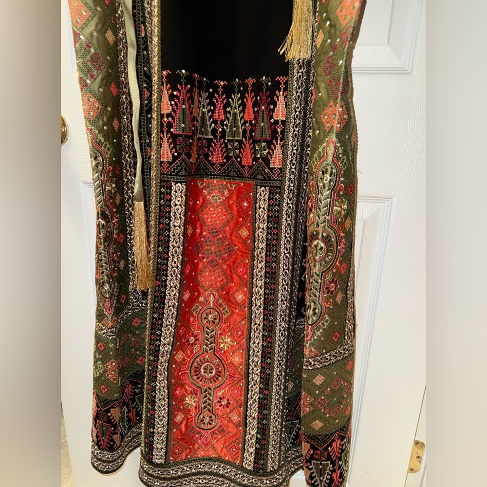 Elegant Multicolor Long Sleeve Dress luxury Palestinian Thobe - Picture 7 of 9